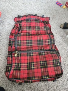 Red CarSac Plaid Hanging Garment Bag Storage Vintage Travel Retro Suitcase - Picture 1 of 11