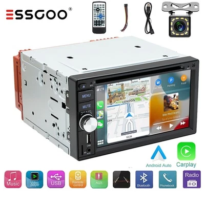 Doppel DIN Autoradio DVD CD Carplay Android Auto USB AM RDS Touch Screen Kamera+ - Bild 1 von 4