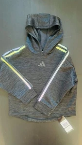 Adidas girls size 5 black loose fit multicolor stripes pullover - Picture 1 of 4