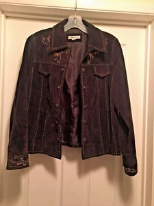 Coldwater Creek Brown Suede Leather Jacket BEADED & Embroidered - Women's Size M - Picture 1 of 6