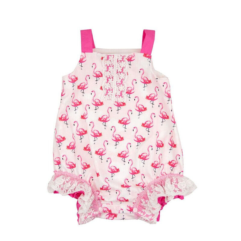 Haute Baby Flamingo Parage Cotton Sleeveless Bodysuits Baby Girl Print Romper