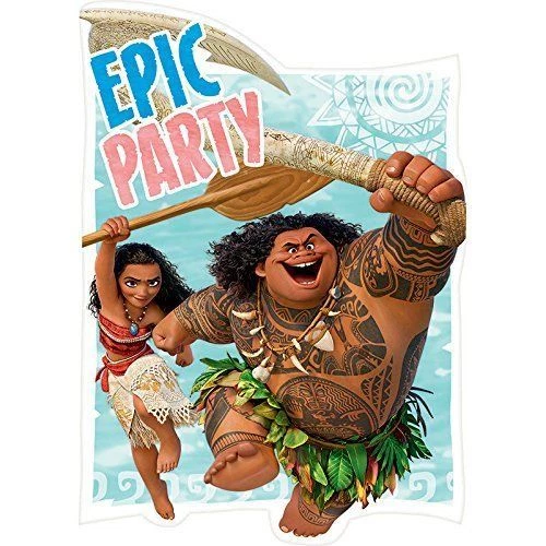 Pack of 8 Disney Moana It's Party Time Birthday Party Post Card Invitation  - Image 1 of 1