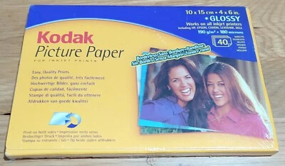 Kodak Glossy Picture Paper 40 SHEETS  Photo Size 10x15cm 4x6in 190gsm NEW/SEALED - Image 1 of 2