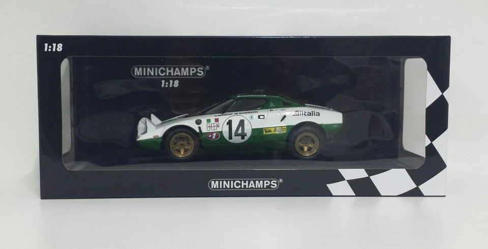 Minichamps 1/18 Model Car Rally Lancia Stratos Alitalia Munari 1975 Diecast - Image 1 of 4