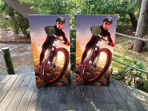 WATERPROOF & FADEPROOF Cornhole Board Wraps  -   Mountain Biking / Biker - Picture 1 of 3