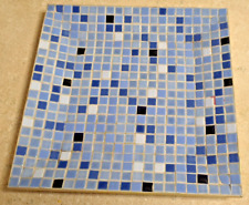 Vintage Blue MCM Mosaic Tile Tray Plate 9 5/8” Square Mid Century Modern Tiki