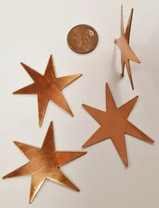 6 VINTAGE STAR FLAT 40x39mm. COPPER COATED STEEL STAMPING FINDINGS N52 - Picture 1 of 2