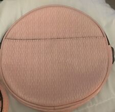Patricia Nash Light Pink Woven Leather Canteen Round Crossbody Shoulder Bag