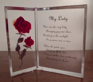 VINTAGE BIRCRAFT ORIGINALS "MY LADY" PLAQUE WITH HAND-CARVED ROSE - Picture 1 of 5