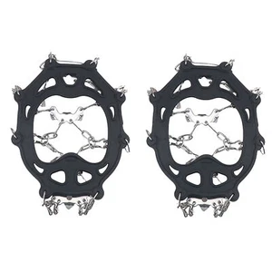 1 Pair Anti Slip 19 Spike Ice Cleat Crampon Shoe Covers for Walking Climbi Black - Picture 1 of 1