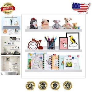 Versatile Wall-Mounted Bookshelf Set of 3 - 24 Inch Floating Decorative Shelves - Picture 1 of 8