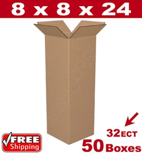 50 - 8x8x24 Scatole di Cartone Imballaggio Mailing Shipping Box 32ECT Cartone Ondulato - Foto 1 di 1