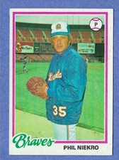 ⚾️ PHIL NIEKRO 1978 TOPPS BASEBALL #10 ATLANTA BRAVES MLB HALL OF FAME