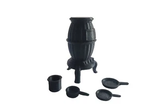 Potbelly Stove for 1/24 1/25 Railroad Garage Diorama Shop Display Miniature G - Picture 1 of 7