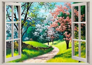 Nature Beautiful Flowers Trees 3d Smashed View Wall Sticker Poster Bedroom Z571 - Picture 1 of 1