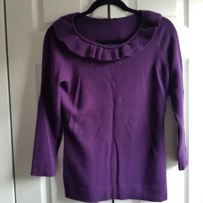 Suéter Saks Fifth Avenue Púrpura Cachemira Manga Larga Volantes Cuello Para Mujer’s M Foto 1 de 4