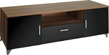 ModaNuvo Walnut Black Gloss TV Unit Multimedia Display Storage Cabinet Cupboard