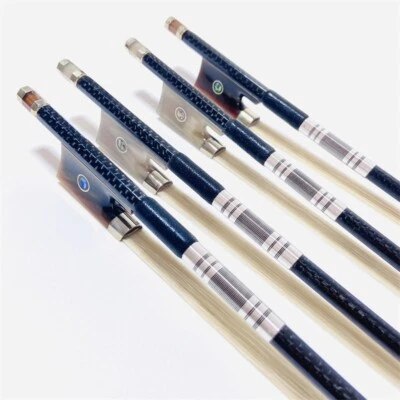 3pcs dissimilar plaid black Carbon fiber violin bow,white/red bow frog 4/4 #7914 - Image 1 of 4