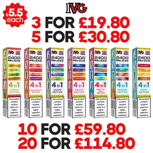 IVG 2400 4-in-1 Reload Prefilled Pods | 20mg | 45 Edition Flavours - Picture 1 of 45