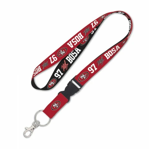 NICK BOSA SAN FRANCISCO 49ERS LANYARD KEY CHAIN W/ DETACH BUCKLE 1" WIDTH Cover