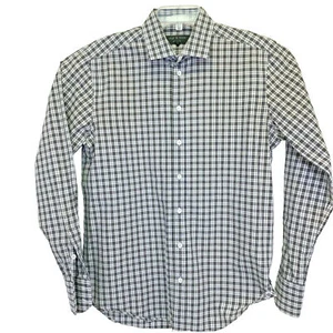 Rag & Bone Mens Sz 16 Grey Black White Windowpane Plaid Button Shirt (C37) NW/OT - Picture 1 of 5