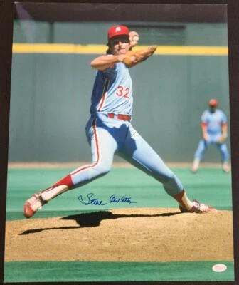 Steve Carlton Signed Auto 16x20 Photo Phillies Pitching Off Mound JSA Coa - Image 1 of 4