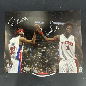 Ben Wallace Rip Hamilton Detroit Pistons Signed 16x20 Photo Autographed Steiner - Picture 1 of 4