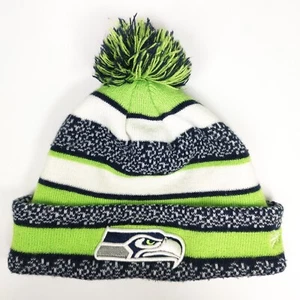 Seattle Seahawks Embroidered Logo Beanie Sport Strickmütze mit Bommel - New Era - NFL - Bild 1 von 10