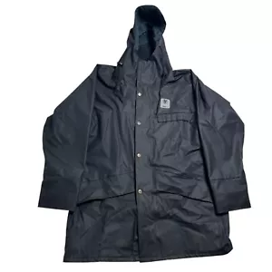 Line 7 i7 Rain Jacket Coat Mens Medium M Blue Water Resistant Coated Hood Zip - Picture 1 of 13