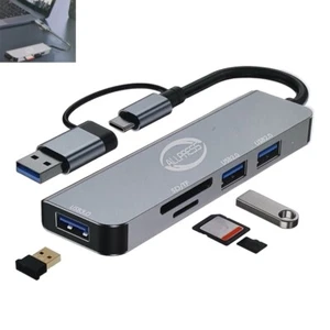 LETTORE DI SCHEDE SD MICRO 3 PORTE USB C HUB ADATTATORE 5 IN 1 PC TABLET AS05677 - Photo 1/4