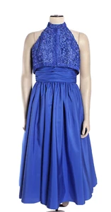 VINTAGE Mike Benet Size XS/S  '70s '80s Satin Prom Party Dress, Ribbons, Halter - Picture 1 of 12