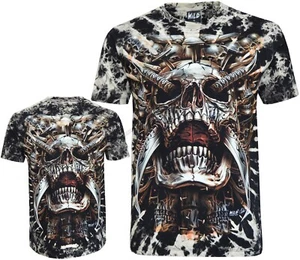Camiseta Tie Dye Calaveras Embrujadas Esqueleto Jaula Hojas y Uñas Brilla en la Oscuridad por Wild - Imagen 1 de 5