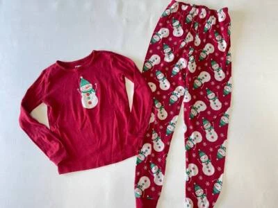 Gymboree size 10 Red Snowman Winter Holiday Pajamas GB35 - Image 1 of 4
