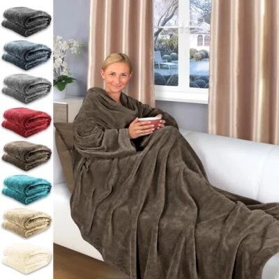 Kuscheldecke mit Ärmeln Fußtasche TV Decke 180 x 150 Tagesdecke Decke Sofadecke  - Bild 1 von 4