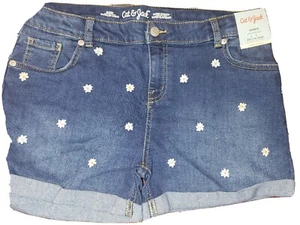 Cat & Jack Girls Jean Shorts Embroidered Adjustable Waist Blue XXL (18) Plus - Picture 1 of 5