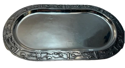 Wilton Armetale Rare Lighthouse Pattern Serving Tray, Large Oval 11X18 - Image 1 of 4