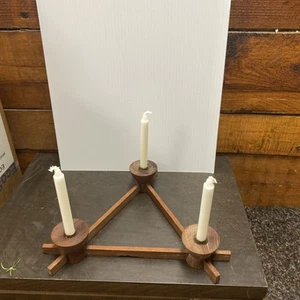 Vintage Anri Form Mid Century Modern 1960’s Teak Triangle Shape Candle Holder - Picture 1 of 24