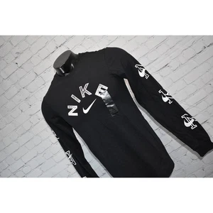 Nike Graphic T-Shirt Mens Size XS Extra Small Black Long Sleeve NEW TAGS - Picture 1 of 6
