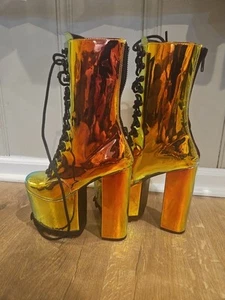 CLUB EXX Metallic Space Stone Nola Platform Boots Size 7 Womans - Picture 1 of 9