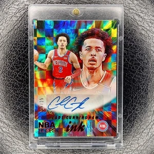 CADE CUNNINGHAM /25 Red Checkerboard Ink Auto 2022-23 NBA Hoops Basketball Card - Picture 1 of 2