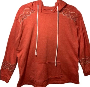 Women’s 2X Panhandle Orange Hoodie Aztec Designs Drawstring Hood Boho Autumn - Picture 1 of 10