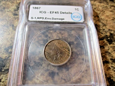 1867 INDIAN CENT RPD 67/67 ICG EF45 DETAILS ENV. DAMAGE S-1, RPD    5201 - Image 1 of 4