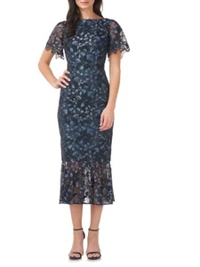 JS COLLECTIONS Womens Teal Flutter Sleeve Boat Neck Formal Mermaid Dress 2 - Picture 1 of 3