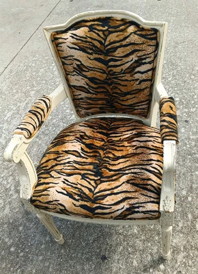 19th Century Italian Louis Style Armchair Tiger Upholstery Solid With Cosmetics  - Image 1 of 4