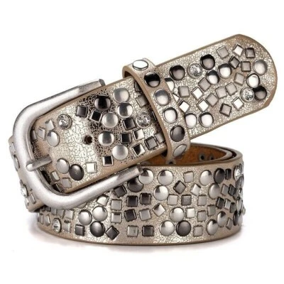 Rivetti Borchie Cintura Donna Punk Gotico Cintura Vintage Retrò Pin Fibbia - Immagine 1 di 4