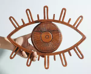 Decorazione da parete occhio, decorazione in legno, statua unica, ornamento, parete, regalo per lei - Foto 1 di 7