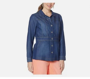 Chaqueta alargada SoftCell de Diane Gilman índigo NUEVA NUEVA CON ETIQUETAS talla mediana - Imagen 1 de 2