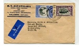 (G147) Ceylon 1948 Colombo nach Birmingham England Luftpostbrief - Bild 1 von 2