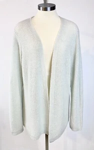 $498 EILEEN FISHER Cardigan donna XL nebbia cashmere italiano dritto aperto NUOVO - Foto 1 di 5