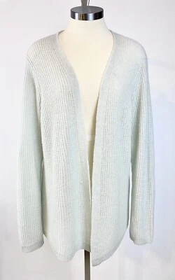 Cárdigan abierto recto de cachemir italiano M Mist para mujer Eileen Fisher $498 nuevo con etiquetas Foto 1 de 4